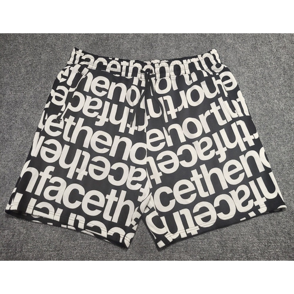 The North Face AOP All Over Print Fleece Shorts Black & White Men's Size X-Large